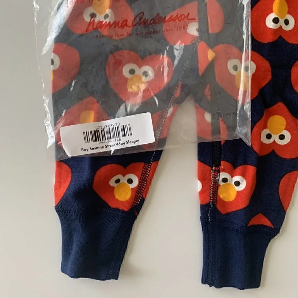 NWT Hanna Andersson Baby Sesame Street Elmo Hearts Sleeper 6-12 Months